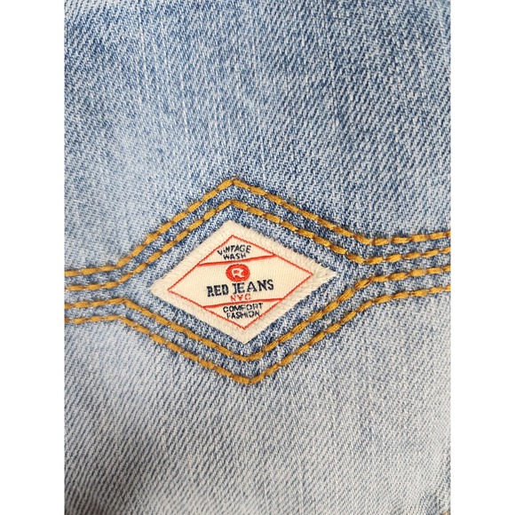 NWT Red Jeans NYC Graffiti Distressed High Waisted Denim Straight Leg Size 12 - Picture 5 of 15